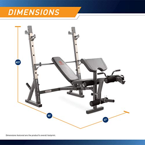 Marcy Olympic Weight Bench for Full-Body Workout MD-857, Grey/Black