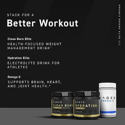 Kaged Organic Greens Elite | Superfood and Greens Powder with Apple Cider Vinegar, Adaptogen, Prebiotics, Vitamins & Minerals | Lemon | 30 Servings