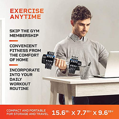 Lifepro Adjustable Dumbbell - 5-in-1, 25lb dumbell Adjustable Free Weights Plates and Rack - Hand Weights for Women and Men - Adjustable Weights, 5lb, 10lb, 15lb, 20lb, 25lb (25 Pounds - Pair)