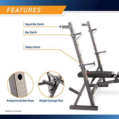 Marcy Olympic Weight Bench for Full-Body Workout MD-857, Grey/Black