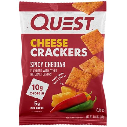 Quest Nutrition Cheese Crackers, Spicy Cheddar Blast, 12 Count (1.06 oz bags)