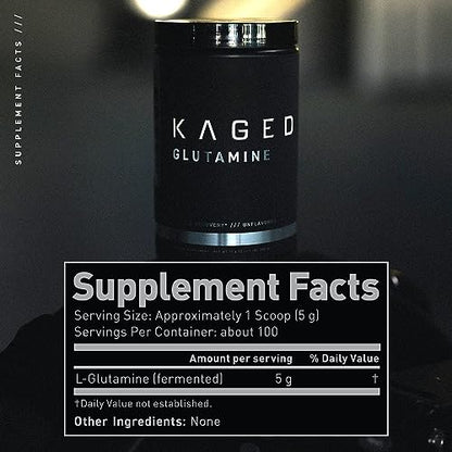 Kaged L-Glutamine Powder 500 Gram, Vegan, Support Recovery, Post Workout, Glutamine, Banned-Substance Free, Unflavored, 100 Servings