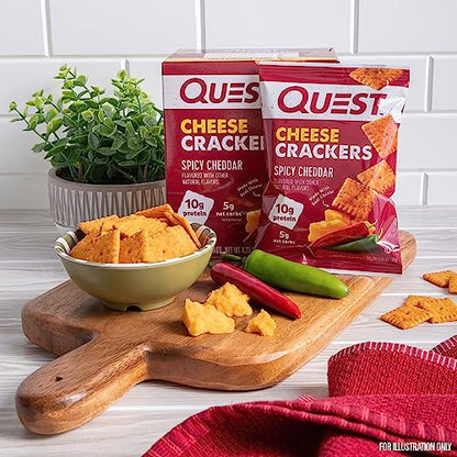 Quest Nutrition Cheese Crackers, Spicy Cheddar Blast, 12 Count (1.06 oz bags)